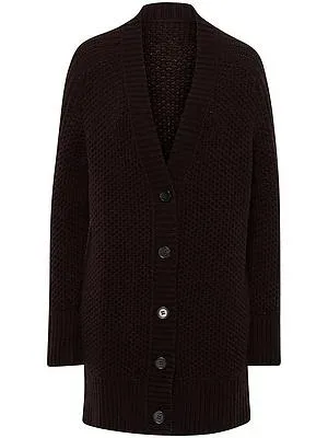 Long-Strickjacke aus Schurwolle und Kaschmir Fadenmeister Berlin braun