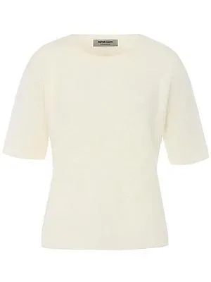 Rundhals-Pullover aus 100% Kaschmir Peter Hahn weiss