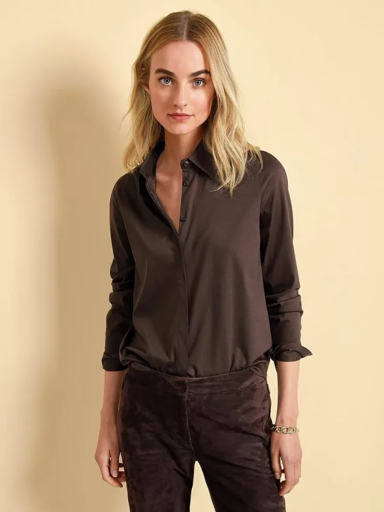 Jersey-Bluse Fadenmeister Berlin braun
