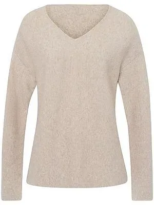 V-Pullover aus Schurwolle und Kaschmir Fadenmeister Berlin beige