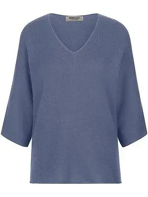 V-Pullover aus 100% Kaschmir Peter Hahn blau