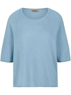 Rundhals-Pullover aus 100% Kaschmir Peter Hahn blau