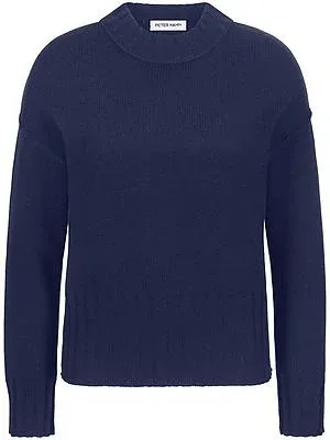 Rundhals-Pullover aus Schurwolle und Kaschmir Peter Hahn blau