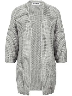 Strickjacke 3/4-Arm aus Schurwolle und Kaschmi Peter Hahn grau