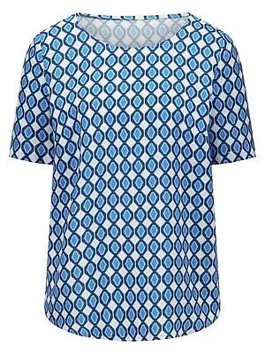 Rundhals-Bluse Peter Hahn blau