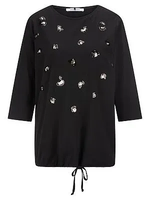 Rundhals-Shirt 3/4-Arm Anna Aura schwarz