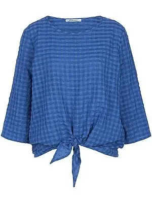 Bluse Rundhals-Ausschnitt Peter Hahn blau
