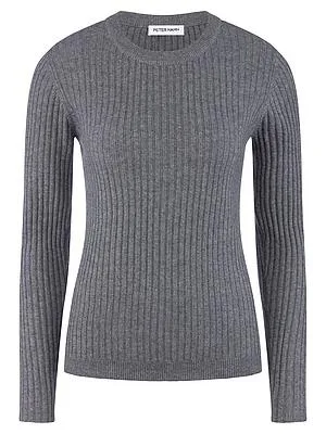 Rundhals-Pullover Kaschmir Peter Hahn grau
