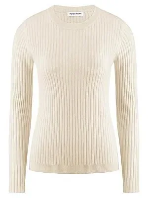 Rundhals-Pullover Kaschmir Peter Hahn weiss