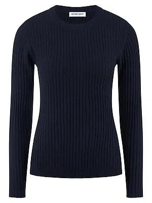 Rundhals-Pullover Kaschmir Peter Hahn blau