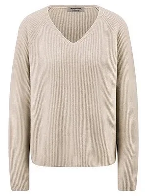 V-Pullover aus 100% Kaschmir Peter Hahn beige