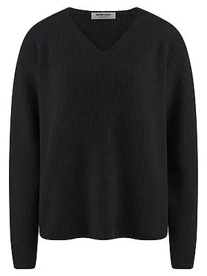 V-Pullover aus 100% Kaschmir Peter Hahn schwarz