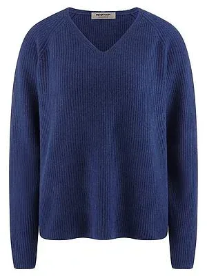 V-Pullover aus 100% Kaschmir Peter Hahn blau