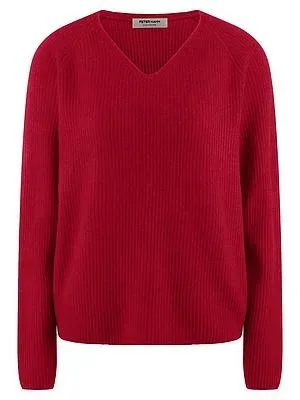 V-Pullover aus 100% Kaschmir Peter Hahn rot