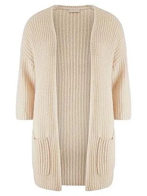 Strickjacke 3/4-Arm aus Schurwolle und Kaschmi Peter Hahn beige