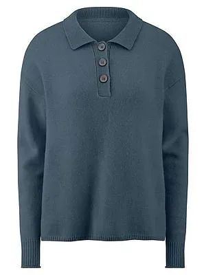 Polo-Pullover Kaschmir Peter Hahn blau