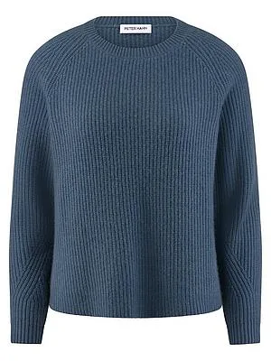 Rundhals-Pullover Kaschmir Peter Hahn blau
