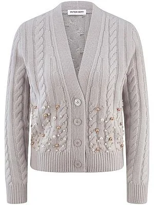 Strickjacke aus Schurwolle und Kaschmir Peter Hahn beige