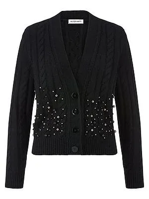 Strickjacke aus Schurwolle und Kaschmir Peter Hahn schwarz