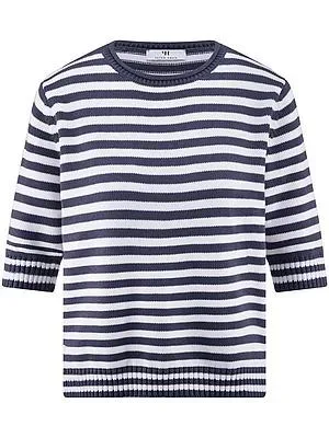 Rundhals-Pullover Rollkante Peter Hahn blau