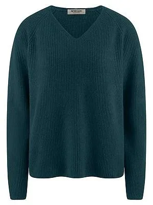 V-Pullover aus 100% Kaschmir Peter Hahn türkis