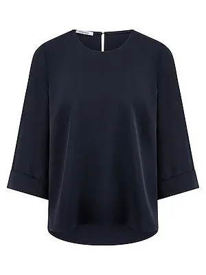 Bluse Rundhals-Ausschnitt Peter Hahn blau