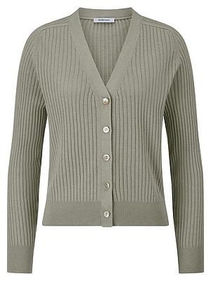Strickjacke V-Ausschnitt aus Seide und Kaschmi Peter Hahn grün