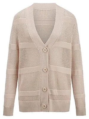 Long-Strickjacke BASLER beige