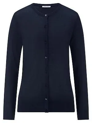 Rundhals-Strickjacke aus Seide und Kaschmir Peter Hahn blau