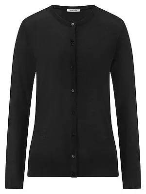 Rundhals-Strickjacke aus Seide und Kaschmir Peter Hahn schwarz