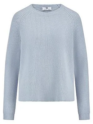 Rundhals-Pullover Kaschmir Peter Hahn blau