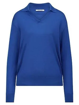 Polo-Pullover Kaschmir Peter Hahn blau
