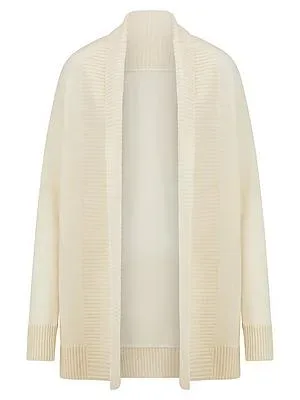 Long-Strickjacke aus Schurwolle und Kaschmir Peter Hahn weiss