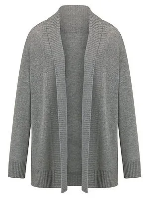 Long-Strickjacke aus Schurwolle und Kaschmir Peter Hahn grau