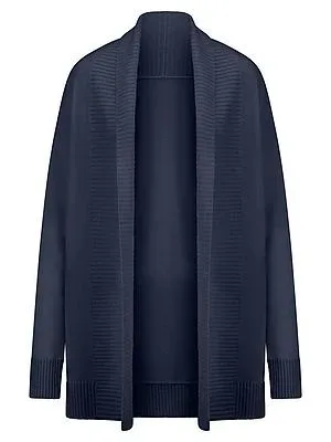 Long-Strickjacke aus Schurwolle und Kaschmir Peter Hahn blau