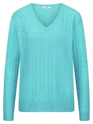 V-Pullover aus 100% Kaschmir Peter Hahn türkis