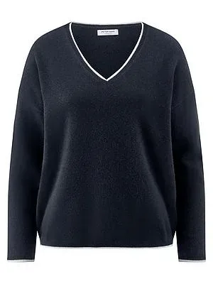 V-Pullover aus 100% Kaschmir Peter Hahn blau