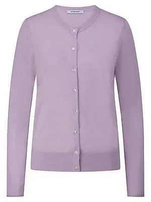 Rundhals-Strickjacke aus Seide und Kaschmir Peter Hahn lila