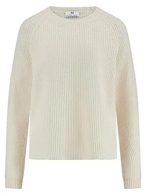 Rundhals-Pullover Kaschmir Peter Hahn weiss