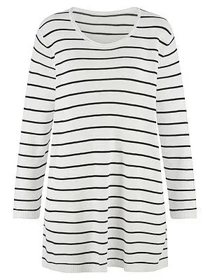 Rundhals-Pullover 3/4-Arm Emilia Lay weiss
