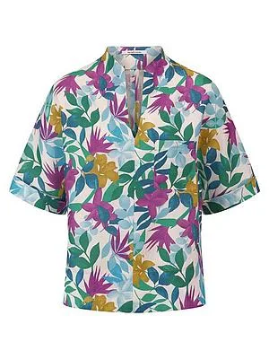 Bluse Kelchkragen Peter Hahn weiss