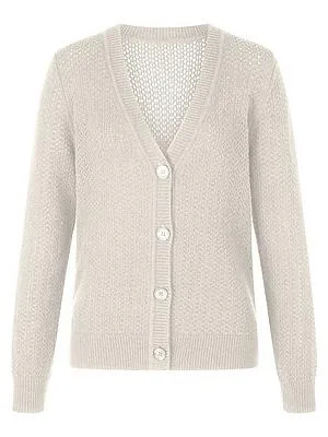 Strickjacke aus 100% Kaschmir Peter Hahn weiss