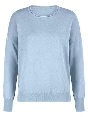 Rundhals-Pullover Kaschmir Peter Hahn blau