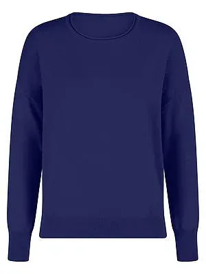 Rundhals-Pullover Kaschmir Peter Hahn blau
