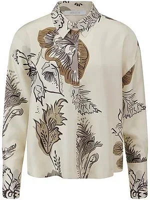 Bluse aus 100% Seide und Hemdkragen HERZENS weiss