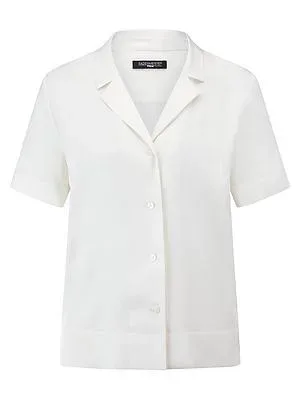 Bluse Reverskragen und Seide Fadenmeister Berlin weiss