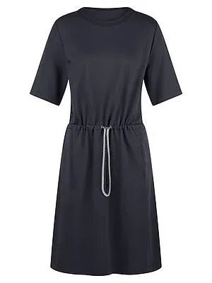 Jersey-Kleid Rundhals-­Ausschnitt Margittes blau
