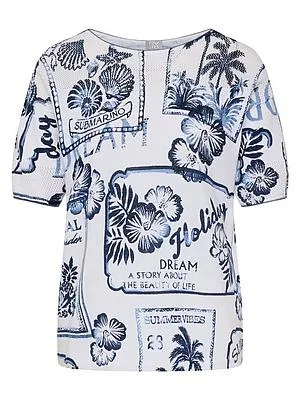 Rundhals-Pullover Rabe weiss