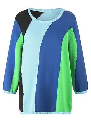Rundhals-Pullover 3/4-Arm Emilia Lay blau