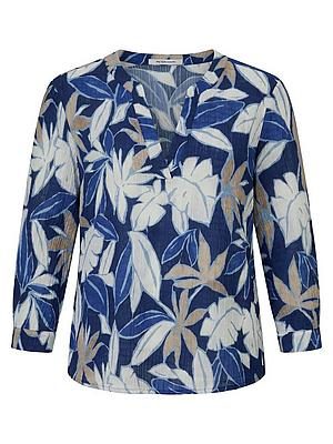 Bluse Rundhals-­Ausschnitt Peter Hahn blau